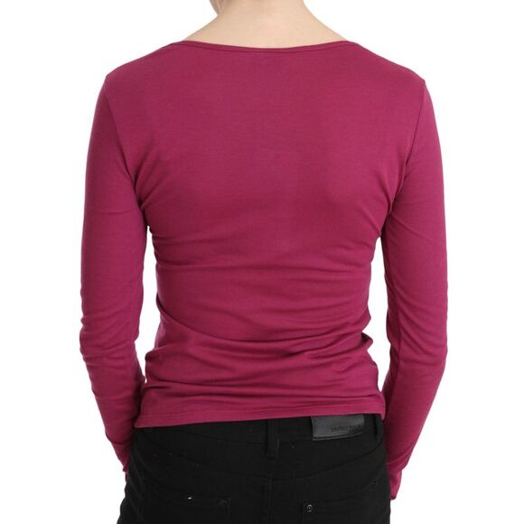 Exte Long Sleeve Scoop Neck Tee Rhinestone Detail Women Pink Tops & T-Shirts - Picture 4 of 5